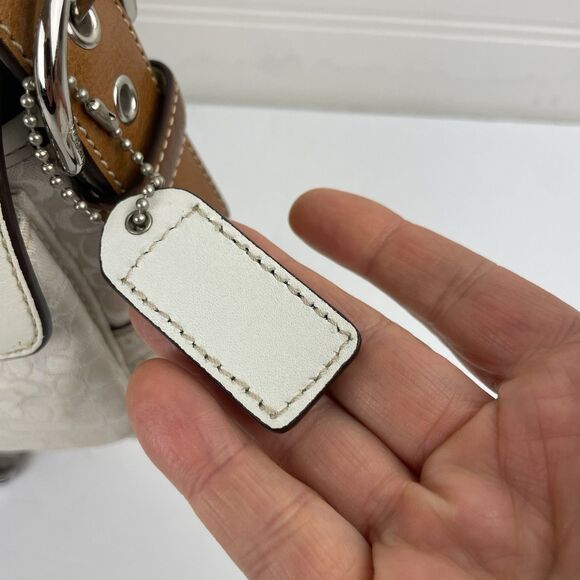 Coach Y2K White Signature Canvas Brown Leather Mini Soho Hobo Shoulder Bag #1444 - Picture 7 of 17